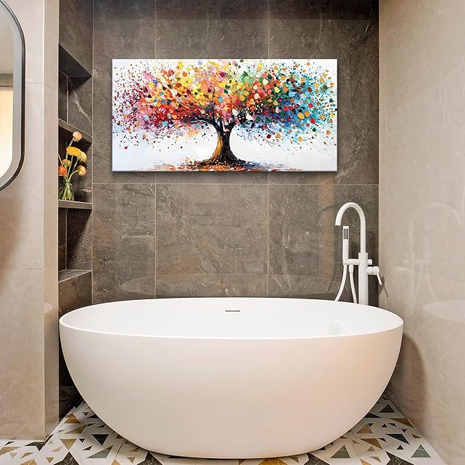 Lapremoly Abstract Wall Decorations For Living Room Framed Canvas Wall Art For Office Colorful Tree Landscape Wall Paintings Bedroom Home Decorations Modern Prints Posters Mural Artwork 20"X40"