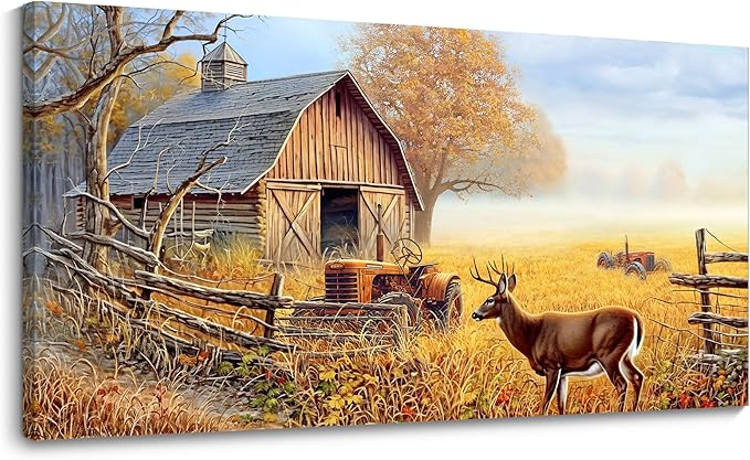 JEAWA Animal Canvas Wall Art Decor - Deer Canvas for Wall Decor, Farm Artwork Decor, Large Wall Art for Living Room Bedroom Bathroom, 20x40 IN