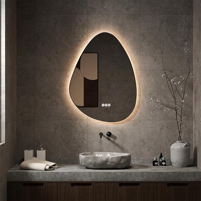 Led Mirror for Bathroom, 20"x 28" Bathroom Vanity Mirror with Lights, Human Body Sensing, Anti-Fog, 3 Colors and Dimmable, Backlit Light Up Bathroom Mirror Wall Mounted.