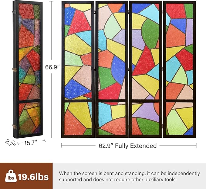 Acrylic Room Divider, 4-Panel Freestanding Partition Screen, Frosted Translucent Privacy Panel - Lightweight Modern Divider for Home Office Studio (Church, 4 Panels)