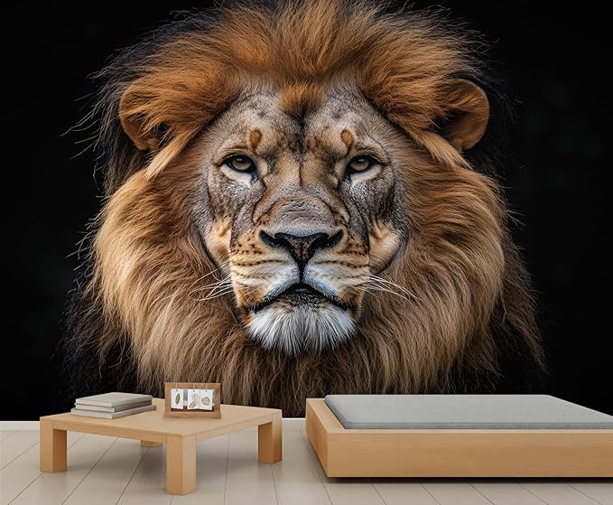 Lion King Mural Wallpaper, African Lion King Murals, 3D Wild Animal Murals Wallpaper for Living Room Bedroom Tv Background Wall Home Decor Mural (Not Peel Stick)