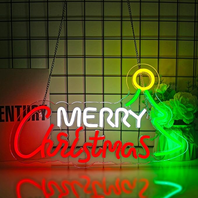 Merry Christmas Neon Sign for Wall Decor Led Neon Lights Christmas Light Up Signs for Birthday Party Club Gift