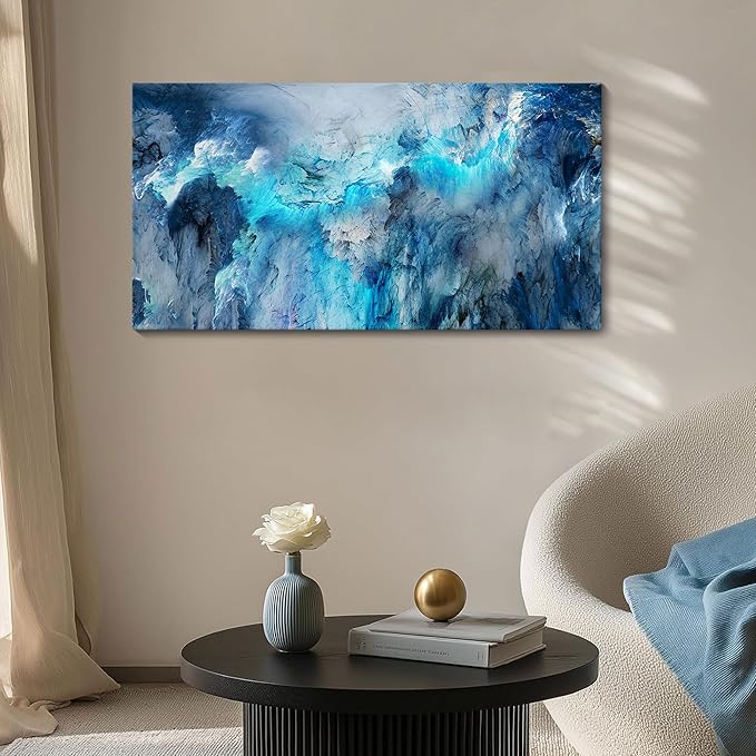 Mofutinpo Blue Canvas Wall Art Modern Abstract Wall Decor for Living Room Contemporary Pictures for Bedroom Wall Decor Artwork for Walls Dinning Room Decoration Wall Navy Blue Office Decor20×40IN