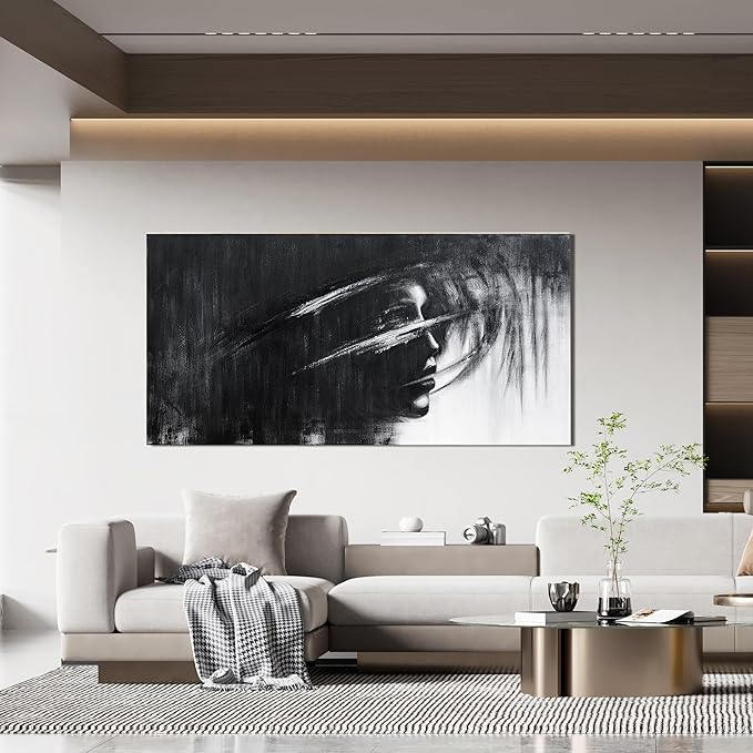 Canvas Wall Art Decor Black and White Abstract Wall Art Prints Wall Art for Living Room Artwork for Walls Art Work for Wall Decor Modern Abstract Wall Art Pictures Bedroom Office Decor 20" X 40"