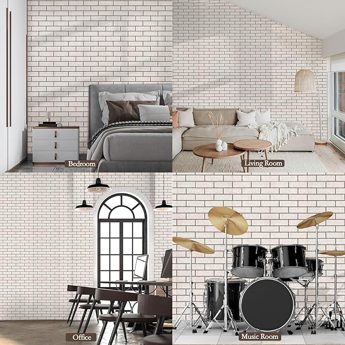 12Pack Acoustic Panels, Self-Adhesive 3D Brick Pattern Sound Proof Panels for Walls, Decorative Sound Dampening Wall Panels for Recording Studios, Offices, Home, 12"×12"×0.4", Camel