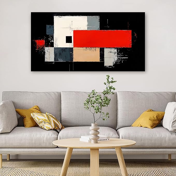Abstract Wall Art Decor Wall Art Pictures for Living Room Abstract Canvas Art Wall Decor Black and White Wall Art Prints Artwork for Walls Modern Red Wall Art Decorations Home Office Decor 20" X 40"