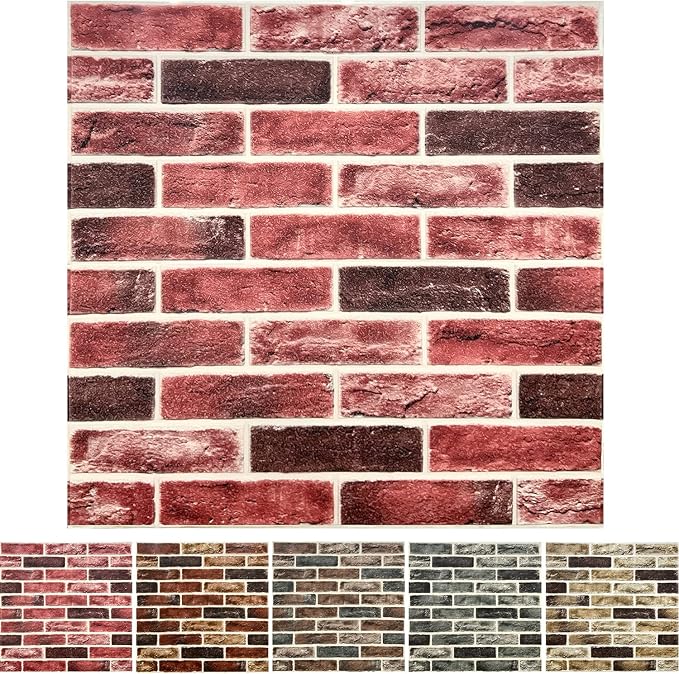 10-Pack 52 Sq.Ft 3D Wall Panels Peel and Stick 3D Faux Brick Wallpaper Peel and Stick Pink Brown Faux Stone Wall Panel Foam Brick Self-Adhesive 3D Wallpaper