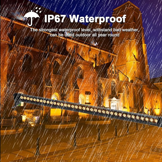 72W Outdoor Wall Washer Light, 4FT 2700K Warm White LED Wall Washer Lights, 120V IP67 Waterproof LED Light Bar for Outdoor, Plug-in (2 Pack)