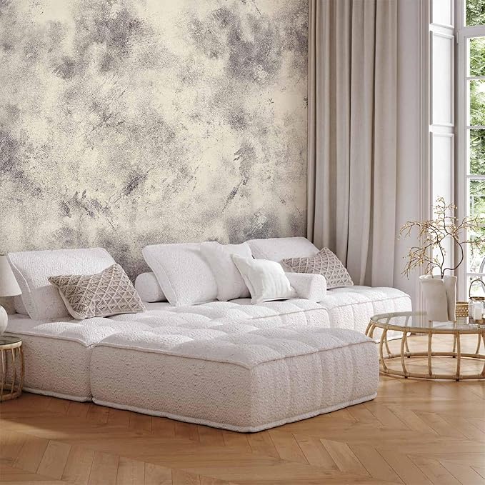 artgeist Wall Mural Stone 96x69 in - XXL Peel and Stick Self-Adhesive Wallpaper Removable Large Sticker Foil Wall Decor Print Picture Image Design Abstract Concrete Like Painted a-A-10133-a-c