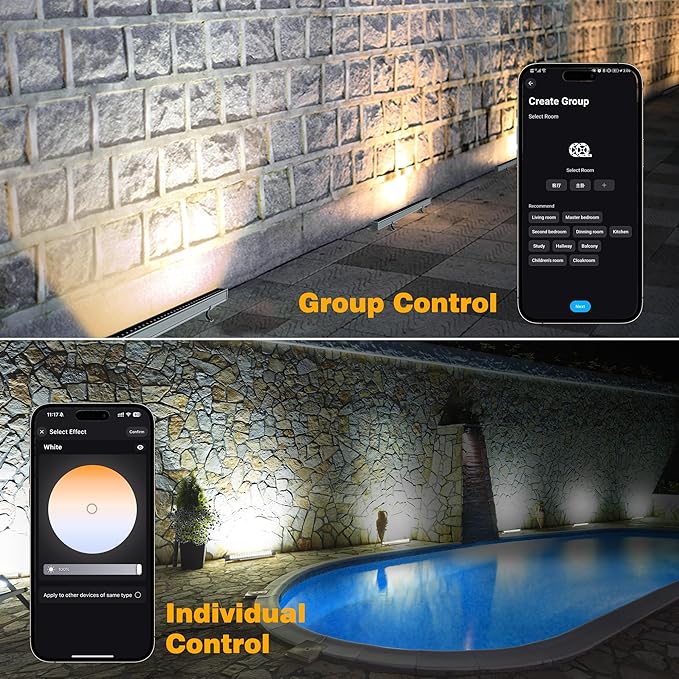 Smart Wall Washer Lights Adjustable Color Temperature 2700K-6500K,72W 9600lm 1%-100% Brightness Dimmable LED Bar Light APP & Remote Control for Outdoor, Compatible with Alexa/Google Assistant