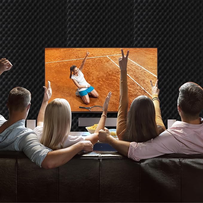 2 Pack Acoustic Panels, 48x24x2” Egg Crate Soundproof Foam Wall Panels High Density Noise Canceling Studio Foam Wall Panels for Echo Absorption Home Office (Black 2 Pack, 48"x24"x2")