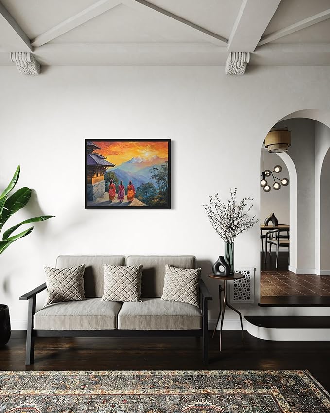 Nepal Art Print Poster, Asia Oriental Countries Culture Wall Art Asian Paintings for Bedroom Bathroom Living Room Decor 97 (Nepal, 24 x 36 inches, Unframed)