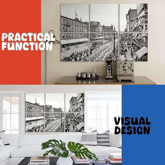 Acoustic Wall Panel 6 Pack, 23.6"x23.6"Decorative Art Soundproof Panel, Sound Absorb Self-Adhesive Panel, Acoustic Treatment for Studio, Home Theater, Office (Spectacle March 1900)