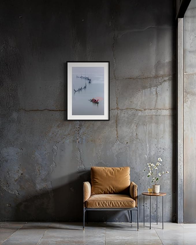 Oriental Beauty: Stunning Feng Shui Landscape Wall Art Vertical Prints for Home Decor in 3 Sizes (Tranquil Waters and Fising Scene, 20" x 30", Oriental Beauty)