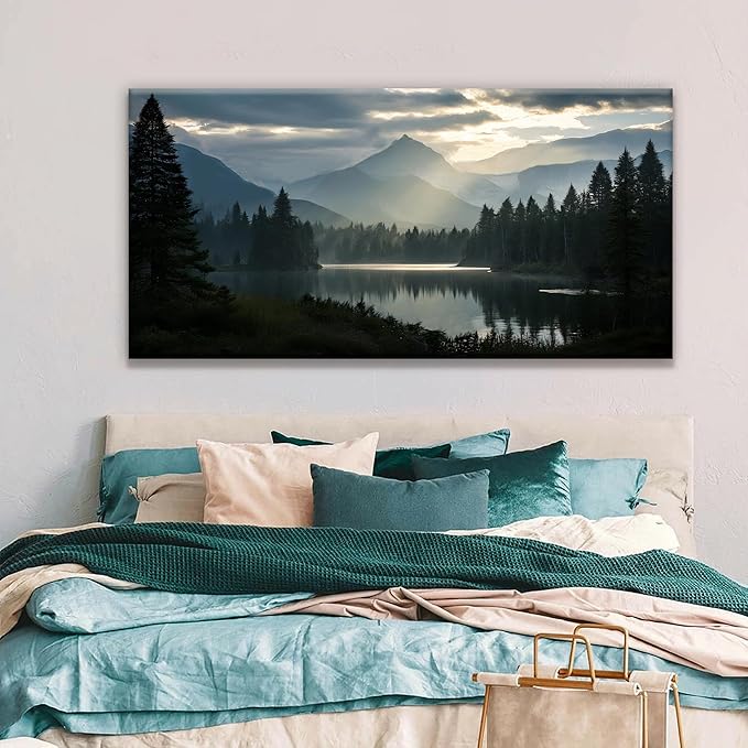 Large Wall Art For Living Room Canvas Art Wall Decor For Office Wall Decorations For Bedroom Forest River Landscape Paintings Modern Pictures Artwork 24x48 In