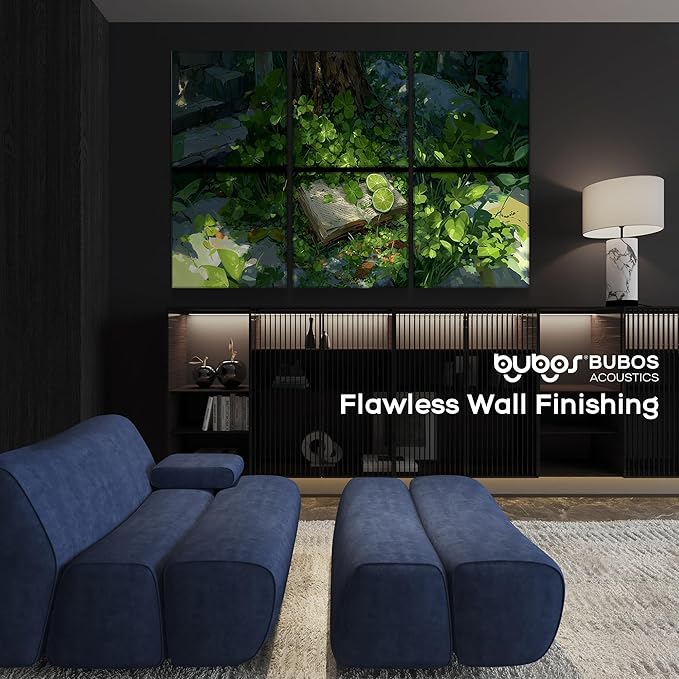 BUBOS 6 Pack Art Acoustic Panels Soundproof Wall Panel,23.6X23.6 Inches Large Sound Panel,Self-Adhesive Decorative Acoustical Wall Panels, Acoustic Treatment for Home（Clover Chronicles ）