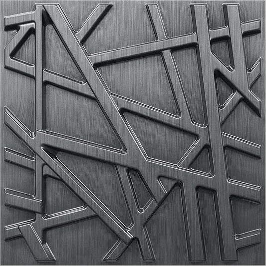 33 Pack 3D Wall Panels for Interior Wall Decor, 12''x12'' Brushed Silver Accent Textured Wall Panels, Wall Covering Panles for Living Room, Gaming Room, TV Background, Cover 32 Sq.Ft