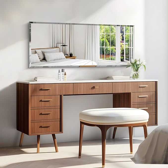 KOCUUY Beveled Mirror, 20x48 Inch Frameless Bathroom Mirror for Over Sink, Upgraded Shatterproof Beveled Unframed Design Mirror for Bathroom, Bedroom, Hang Horizontal/Vertical
