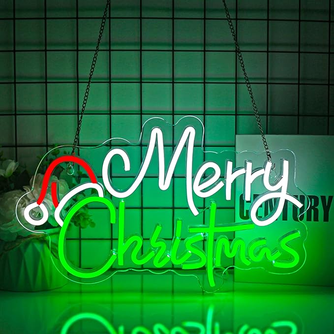 Merry Christmas Neon Sign for Wall Decor Led Neon Lights Christmas Light Up Signs for Birthday Party Club Gift