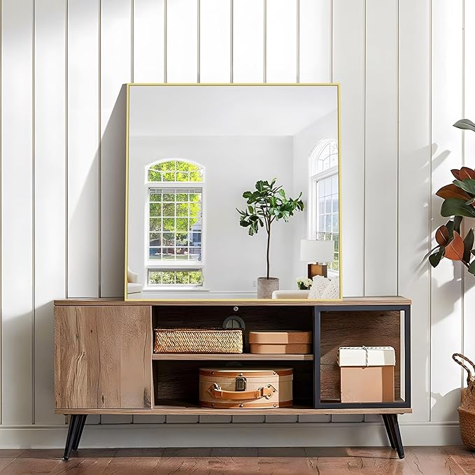 KOCUUY Gold Bathroom Mirror, 30x30 Inch Square Gold Mirror with Aluminum Metal Frame,Gold Vanity Wall Mirror Modern Home Decor for Bathroom, Living Room, Farmhouse and Entryway