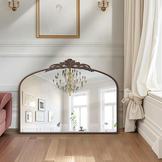 Micasso Large Antique Bronze Mirror: 40"x 29" French Baroque Vintage Mirror - Traditional Ornate Decorative Fireplace Mirrors for Wall/Mantel/Entryway/Hallway - Home Decor for Living Room