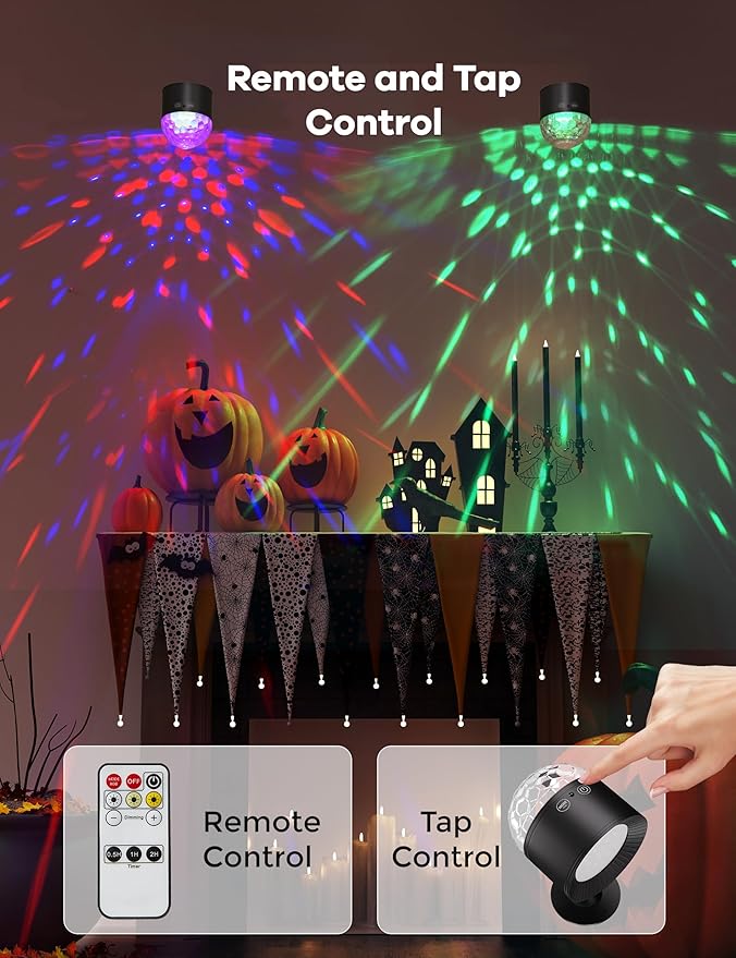 Joyzy Dynamic Wall Light Battery Operated Color Changing Disco Lights Two-Headed Wall Mounted Lighting for Bedroom, Remote and Touch Control Wall Sconce Lamps with Wireless Led