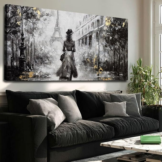 Contemporary Canvas Wall Art Wall Decor for Office Neutral Wall Paintings 24"x48" Gold Foil Poster Print Women Kitchen Art