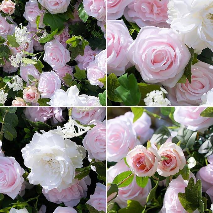 Artificial Luxury‌ Flower Wall Panels, Gorgeous 3D Silk Floral Backdrop for Wedding, Baby Show, Party and Home Decor, Quick Assembly/Storage, Eco ＆ Pet Friendly, 2 pcs, Each Panel 2 * 8 ft.