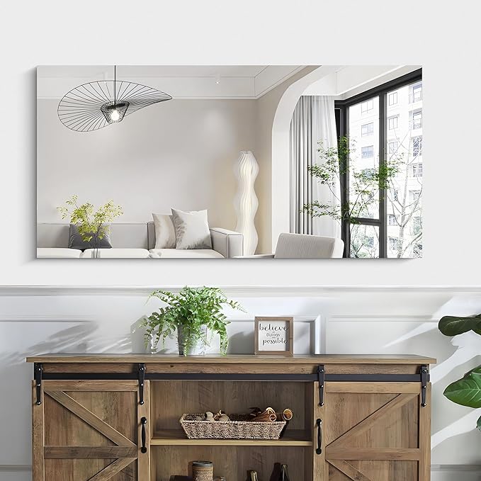 KOCUUY Frameless Mirror, 24x48 Inch Rectangle Bathroom Vanity Mirror for Over Sink, Upgraded Shatterproof Unframed Design for Bedroom, Living Room, Entryway