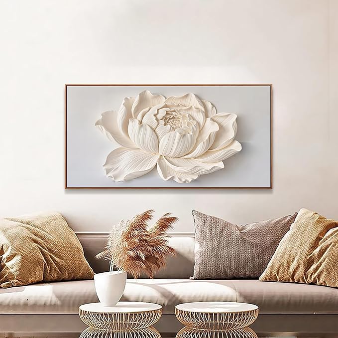 Canvas Wall Art Decor Painting White Flower Plants Wall Decor Botanical Modern Wall Art Print Paintings Decorations Artwork Pictures For Bedroom Home Office Artwork 20" × 40" With Framed