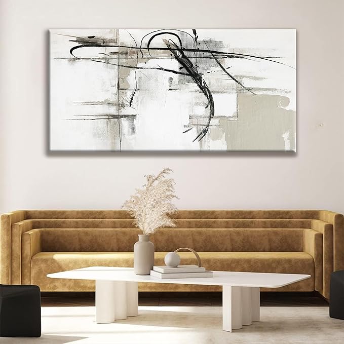 Abstract Wall Art Modern Wall Canvas Decorations Maximalist Black Line Canvas Wall Art Decor Prints Minimalist Large Artwork For Living Room Wall Bedroom Kitchen Office Home Wall Artwork 29"×58"