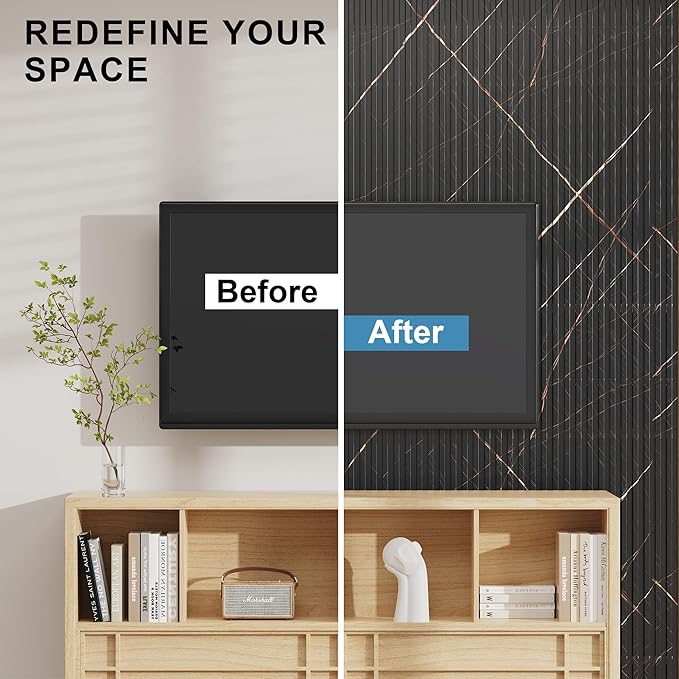 8-Pack WPC Slat Wall Panels - 3D Wall Panels, Water-Proof and Easy Installation, Accent Slat Wall Paneling for Living Room, Office,Granite, 96 x 6.6 Inch