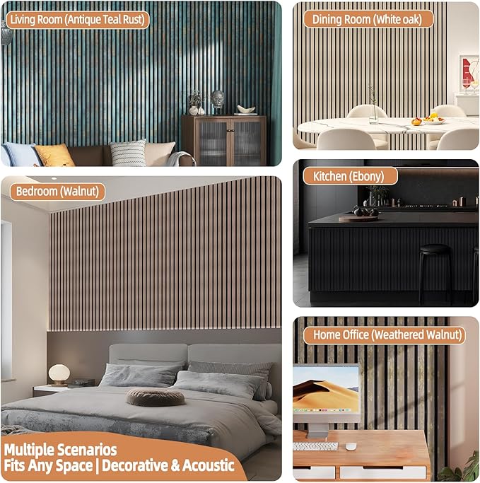 Acoustic Wall Panel Sample Kit - 5 Wood Slat Colors for Interior Wall Decor, Modern Soundproof Wall Panels