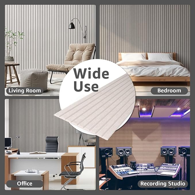 Art3dwallpanels 10 Pack Acoustic Panels, 48" X 12" X 0.35" Soundproof Wall Panels, Self Adhesive High Density Sound Absorbing Acoustic Treatment for Recording Studio, Office, Light Camel