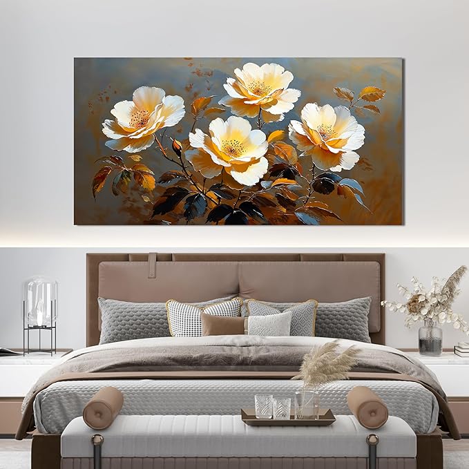 Canvas Wall Art Decor Wall Art Picture for Living Room Canvas Art Wall Decor Vintage Botanical Wall Art Prints Large Flowers Wall Art Decorations Artwork for Walls Bedroom Office Home Decor 24" X 48"