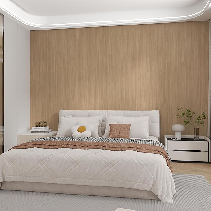 16"x118" Light Brown Wood Grain Contact Paper No Bubbles Self Adhesive Wallpaper Waterproof Wood Vinyl Wrap Matte Wooden Peel and Stick Wallpaper Faux Natural Wood Stickers for Cabinets Drawer Table