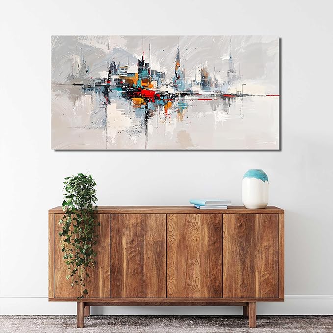 Abstract Wall Art Decor Wall Art Pictures for Living Room Abstract Canvas Art Wall Decor Modern Colorful Wall Art Prints Contemporary City Wall Art Decorations Bedroom Office Home Decor Aesthetic 20" X 40"