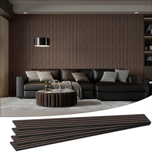 4 Pack 105.9" x 12.6" x 0.8" Acoustic Wall Panels Sound Absorbing, Wood Slat Wall Panels for Wall Decor, Soundproof Wood Wall Panels, Natural Walnut