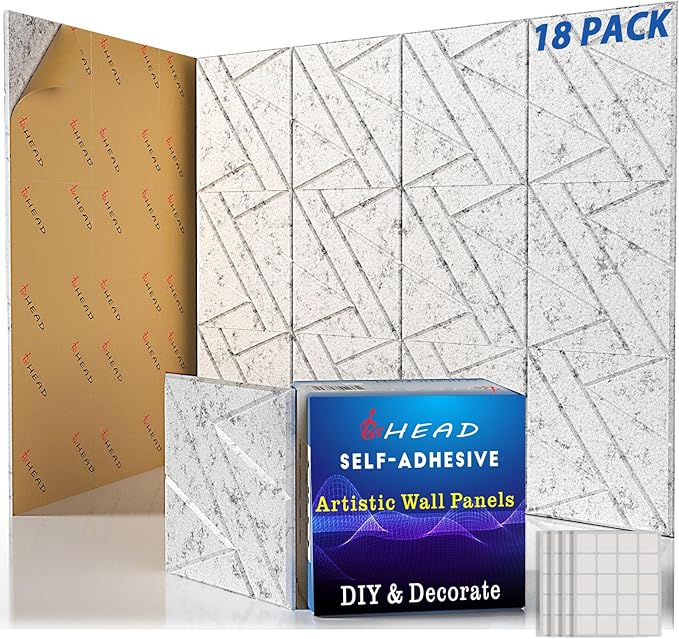 18 Pack Self-Adhesive Soundproof Wall Panels, 12 x 12 x 0.4 in Sound Proof Foam Panels for Walls, 0.8lb/ft³ High Density, Thicker 0.4in, Acoustic Panels, Noise Dampening Panels for Studio Gray