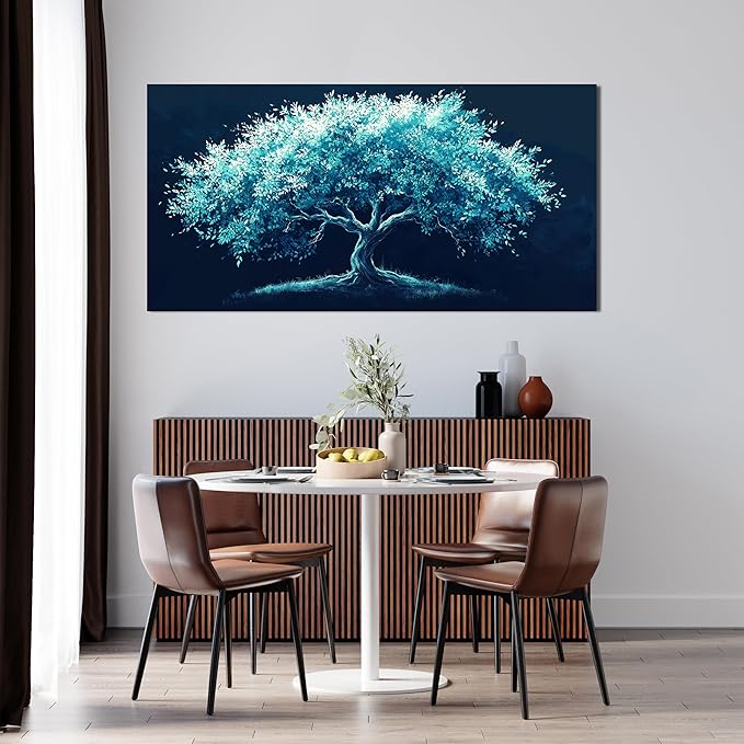 Canvas Wall Art Decor Green Tree of Life Wall Art Decorations Wall Art Pictures for Living Room Modern Bltanical Wall Art Prints 20" X 40" Canvas Art Wall Decor Artwork for Walls Bedroom Office Decor