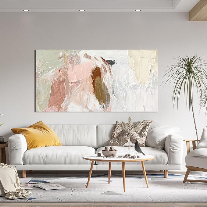 Canvas Wall Art Decor Wall Art Pictures For Living Room Pink and White Wall Art Decor Abstract Art Wall Decoration Abstract Wall Art Prints Art Work for Bedroom Office Kitchen Wall Decor 24" x 48"