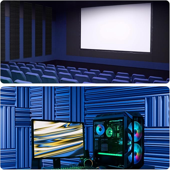 30 Pack Sound Proof Foam Panels for Wall,12" X 12" X 2" Self-Adhesive Acoustic Foam Panels,High Resilience Soundproof Wall Panels,Sound Absorbing Panels for Home Studios, Offices - Black & Blue