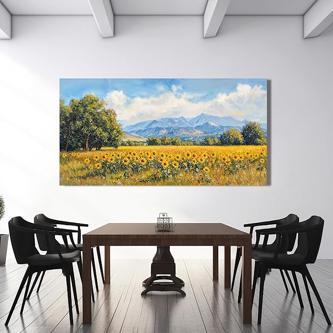 Canvas Oversized Wall Art Decor Large Wall Art Pictures for Living Room Canvas Art Wall Decor Mountain Wildflowers Wall Art Prints Landscape Artwork for Walls Bedroom Home Aesthetic Wall Art Decor 29"X58"