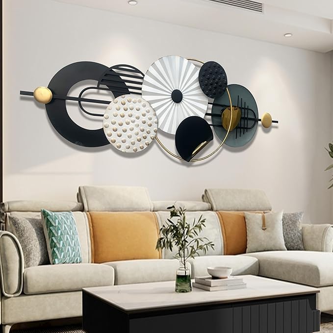 Large Metal Wall Decor Modern Metal Wall Art 3D Wall Sculptures Handmade Wall Hanging Decoration for Living Room Dinning Room Bathroom Entryway Kitchen Office (59''Lx23''W)