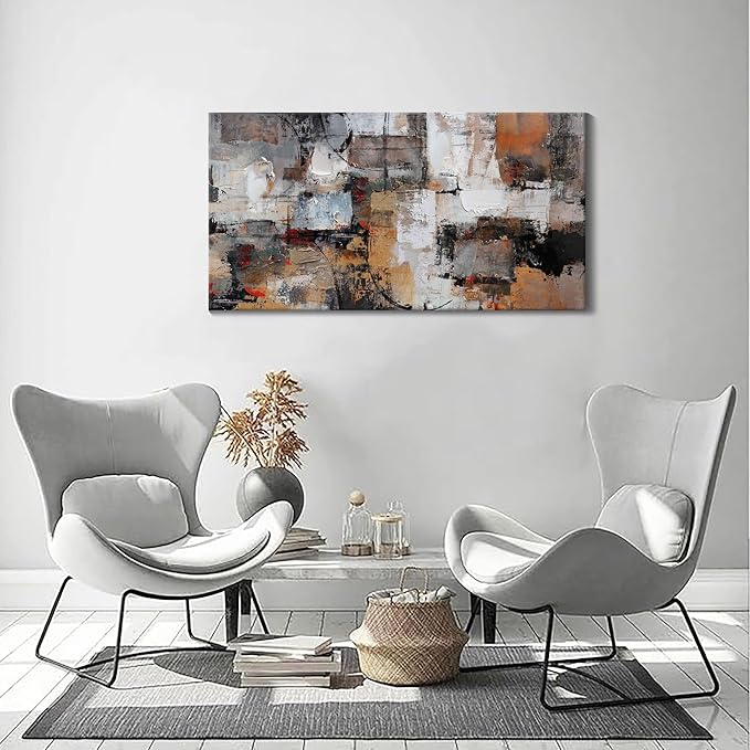 Abstract Canvas Wall Art, Modern Minimalist Wall Art Painting, Brown Room Decorations, Framed Wall Art for Living Room, Bedroom, Office Artwork Wall Decor - Wall Art 20×40IN