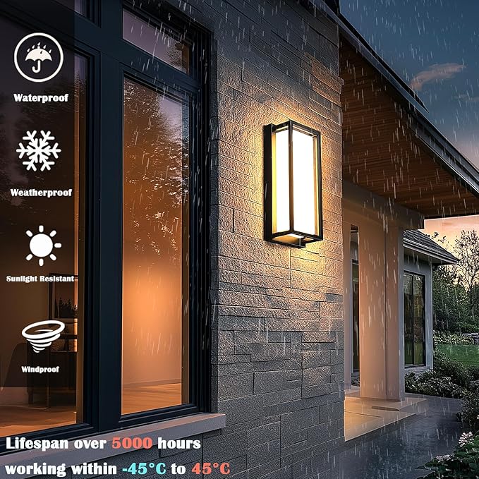 LED Smart Wall Sconces, 1Pack RGB Color Changing Outdoor Wall Light Fixtures, Exterior Lighting Fixtures via Tuya App Control, IP65 Waterproof Outside Light Fixtures for House Porch Yards