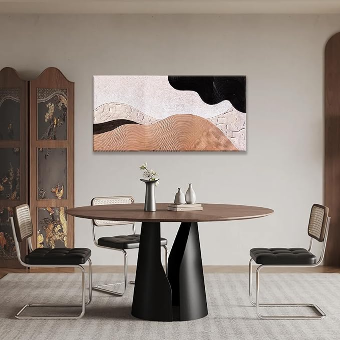 Abstract Wall Art Modern Minimalist Canvas Art Wall Decor Artwork Brown Abstract Wall Decor Canvas Painting Black Wall Decoration Picture For Bedroom Bathroom Office Artwork 20"X40"