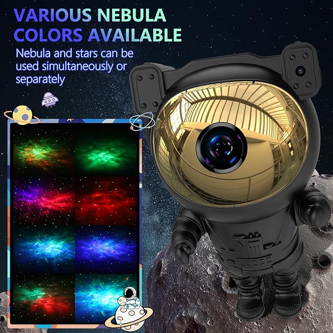 Astronaut Star Projector Galaxy Light with Timer and Remote Control, 360° Adjustable Starry Night Light Projector for Baby/Kids/Adults/Bedroom/Party/Home Decor/Game Room (Black)