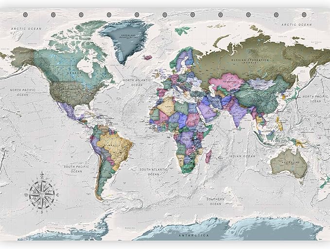 artgeist Wall Mural World Map 157x110 in - XXL Non-Woven Wallpaper Fleece Wall Decor Photo Print Picture Image Design Home Map of The World k-A-0380-a-a