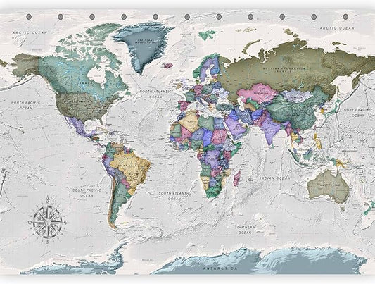 artgeist Wall Mural World Map 79x55 in - XXL Non-Woven Wallpaper Fleece Wall Decor Photo Print Picture Image Design Home Map of The World k-A-0380-a-a